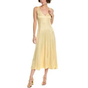 Michael Kors Collection Womens Crush Charm Midi Dress, Yellow